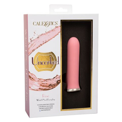 Нежно-розовый мини-вибромассажер Uncorked Rose - 12 см. (Цвет: нежно-розовый)