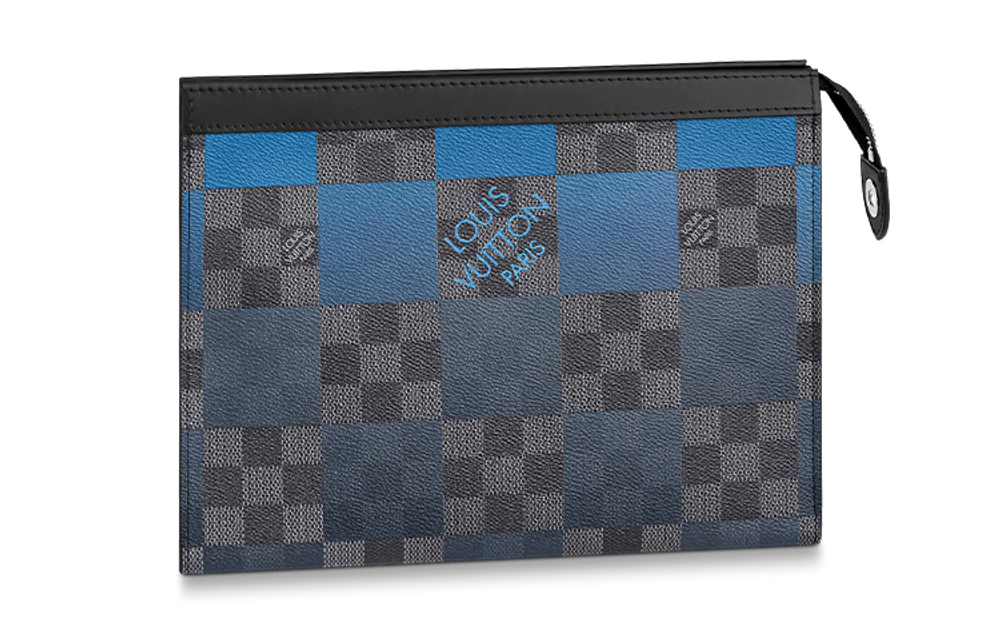 LOUIS VUITTON Pochette Voyage Damier Graphite Giant Mm Blue