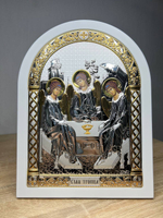 Св. Троица, икона арочная, белое дерево 206х275