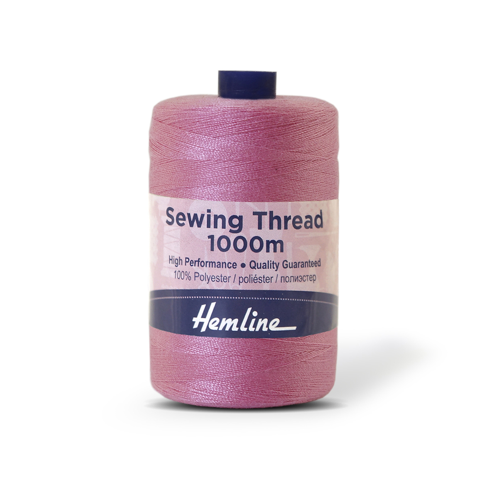 Нить универсальная Hemline для шитья, 100% полиэстер, цвет насыщенный розовый, 1000 м