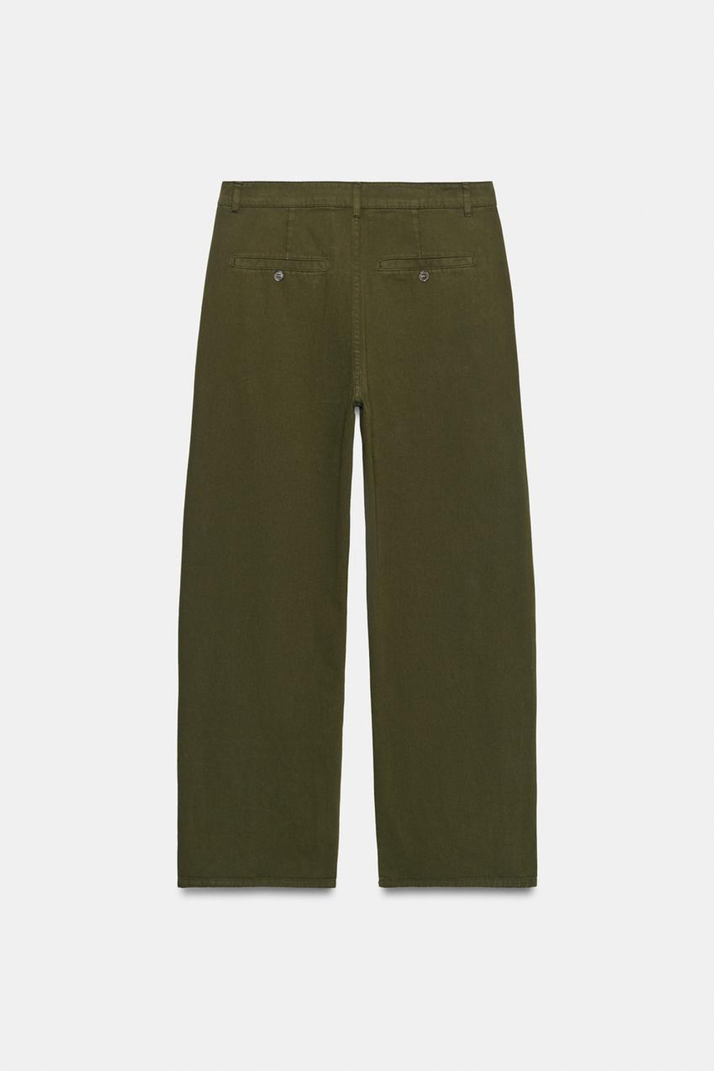 ZARA БРЮКИ ЧИНОС ОВЕРСАЙЗ, ТЕМНЫЙ ХАКИ
