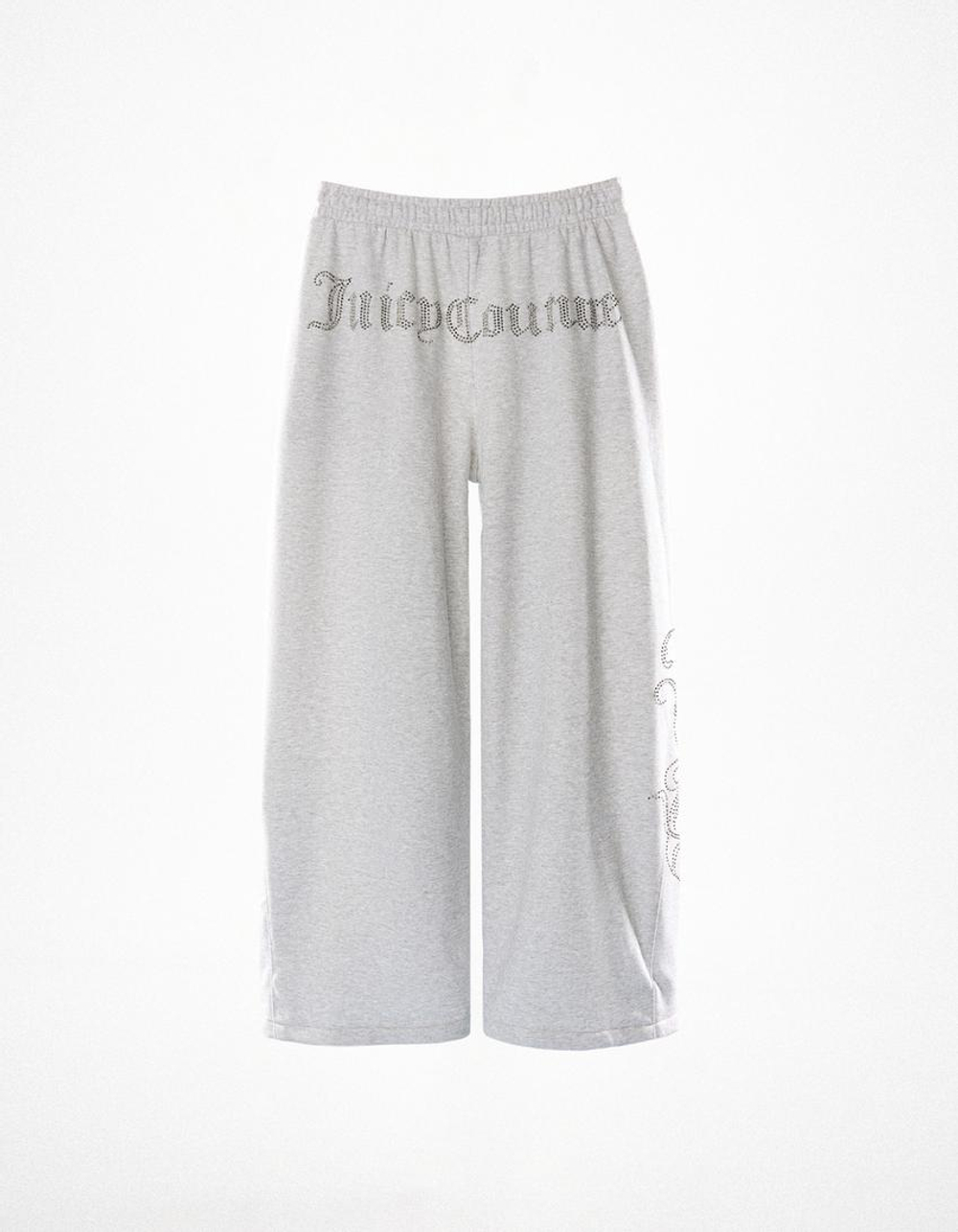 BERSHKA X JUICY COUTURE СПОРТИВНЫЕ БРЮКИ С НАЧЕСОМ, СЕРЫЙ