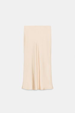 ZARA АТЛАСНАЯ ЮБКА МИДИ С УЗЛОМ, ЭКРЮ