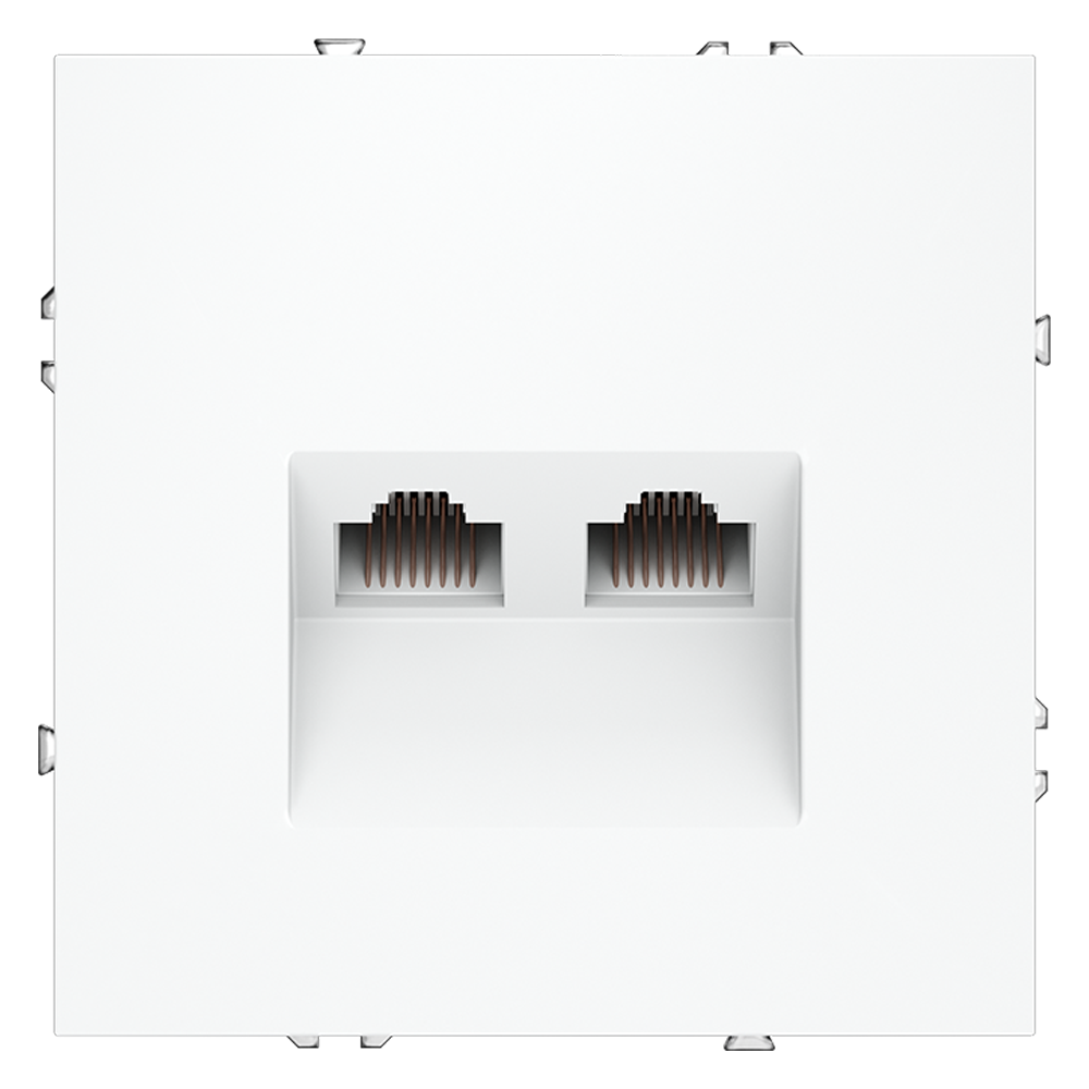 Розетка компьютерная встраиваемая двойная RJ45+RJ45 кат.6, (белый матовый) Voltum S70 VLS060202