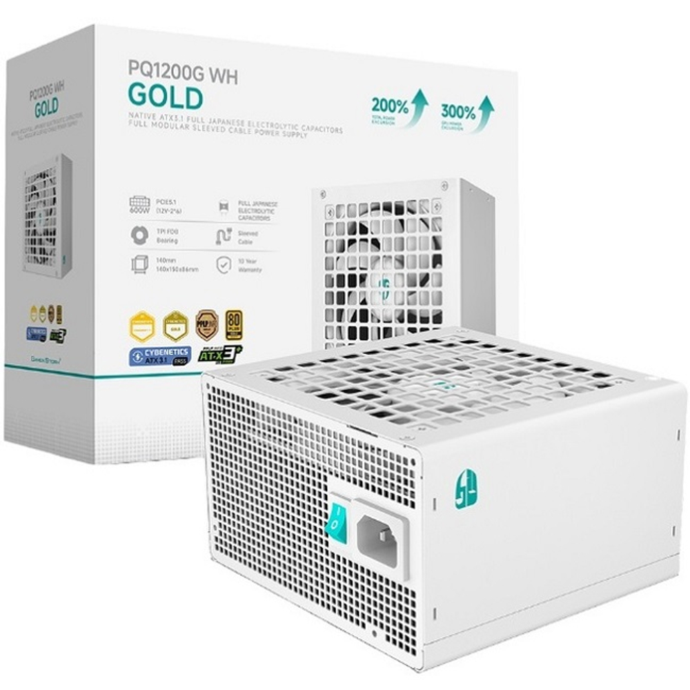 Блок питания Deepcool 1200W GAMERSTORM PQ1200G WH, модульный, 16 Pin PCIe 5.0, 80 PLUS Gold (R-PQC00G-FD0W-WGEU-V1)
