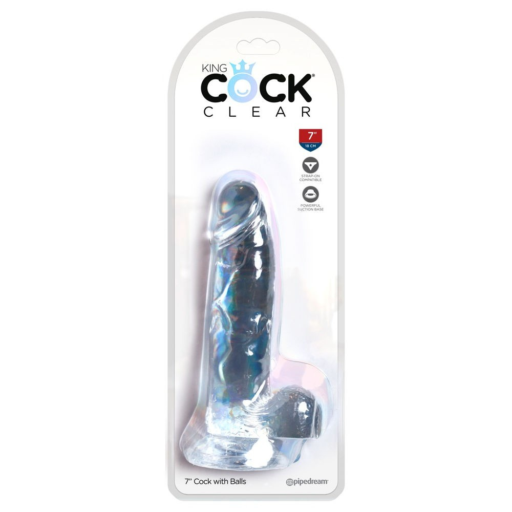 Фаллоимитатор King Cock прозрачный с яичками, 18 см