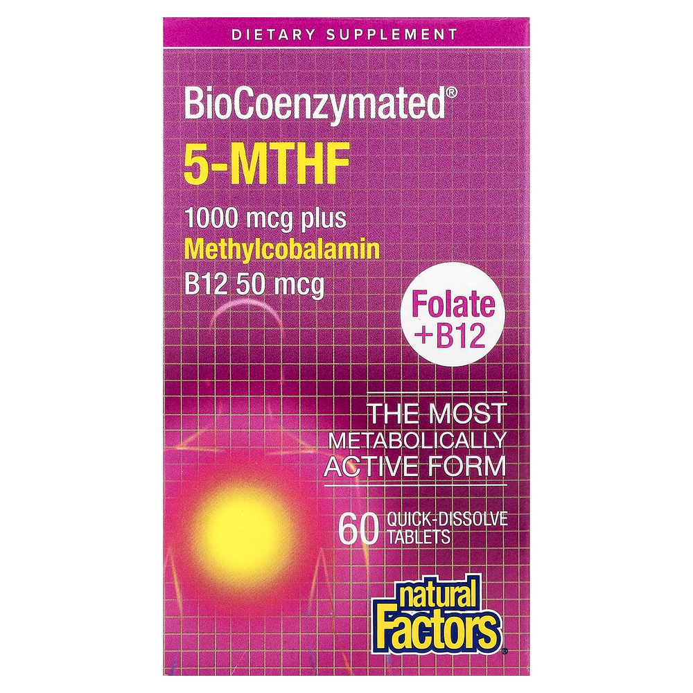 Natural Factors, BioCoenzymated®, фолат и витамин B12, 60 быстрорастворимых таблеток