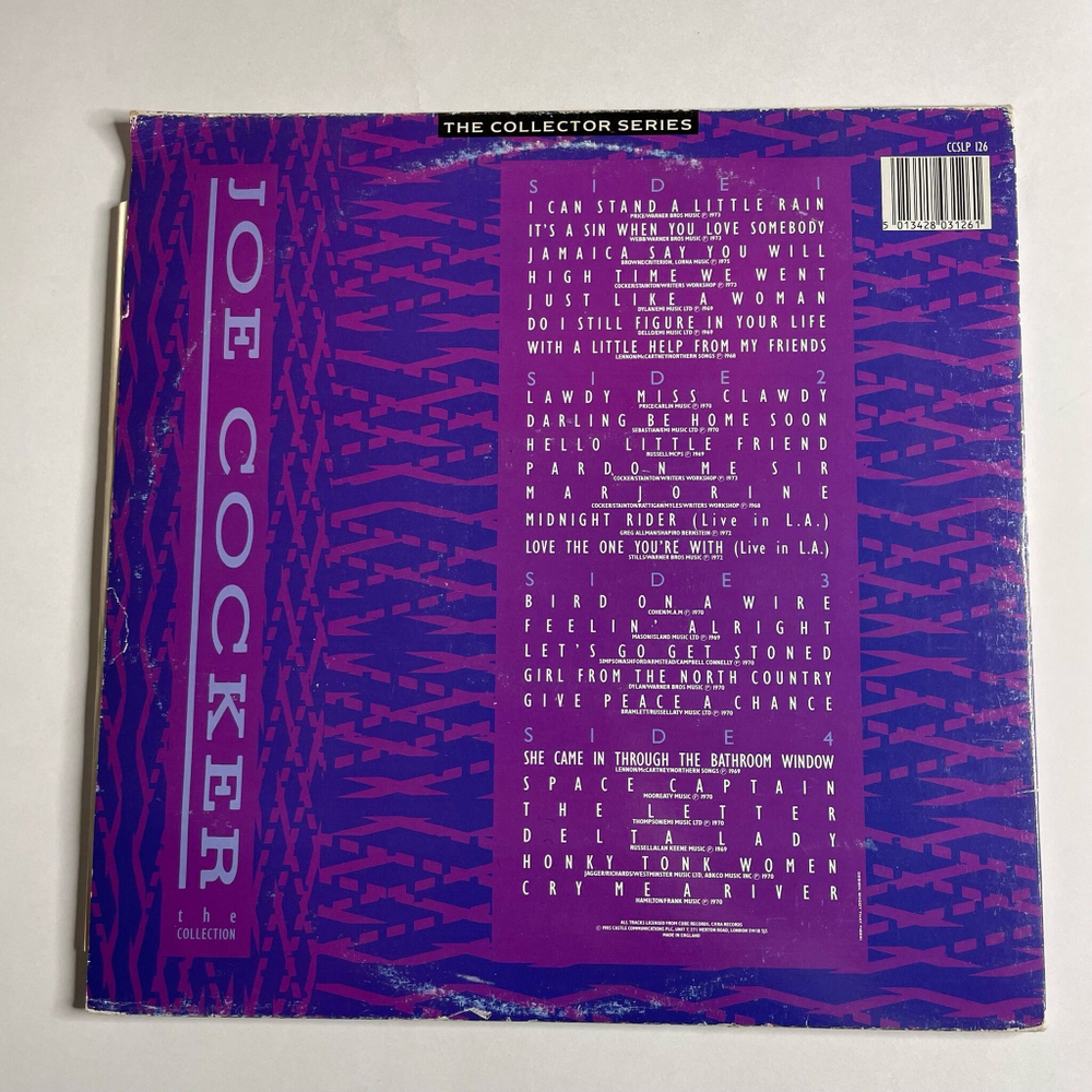 Винтажная виниловая пластинка LP Joe Cocker The Collection (UK 1985) Just Like A Woman