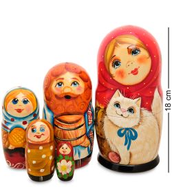 Народные промыслы МР-24/ 78-A Матрешка 5м «Ксения с котом»