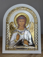 Ангел Хранитель, икона арочная, белое дерево 206х275