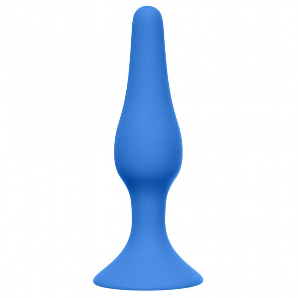 Большая анальная пробка на присоске Slim Anal Plug XL (15,5 см , васильковый ) (Цвет: васильковый)