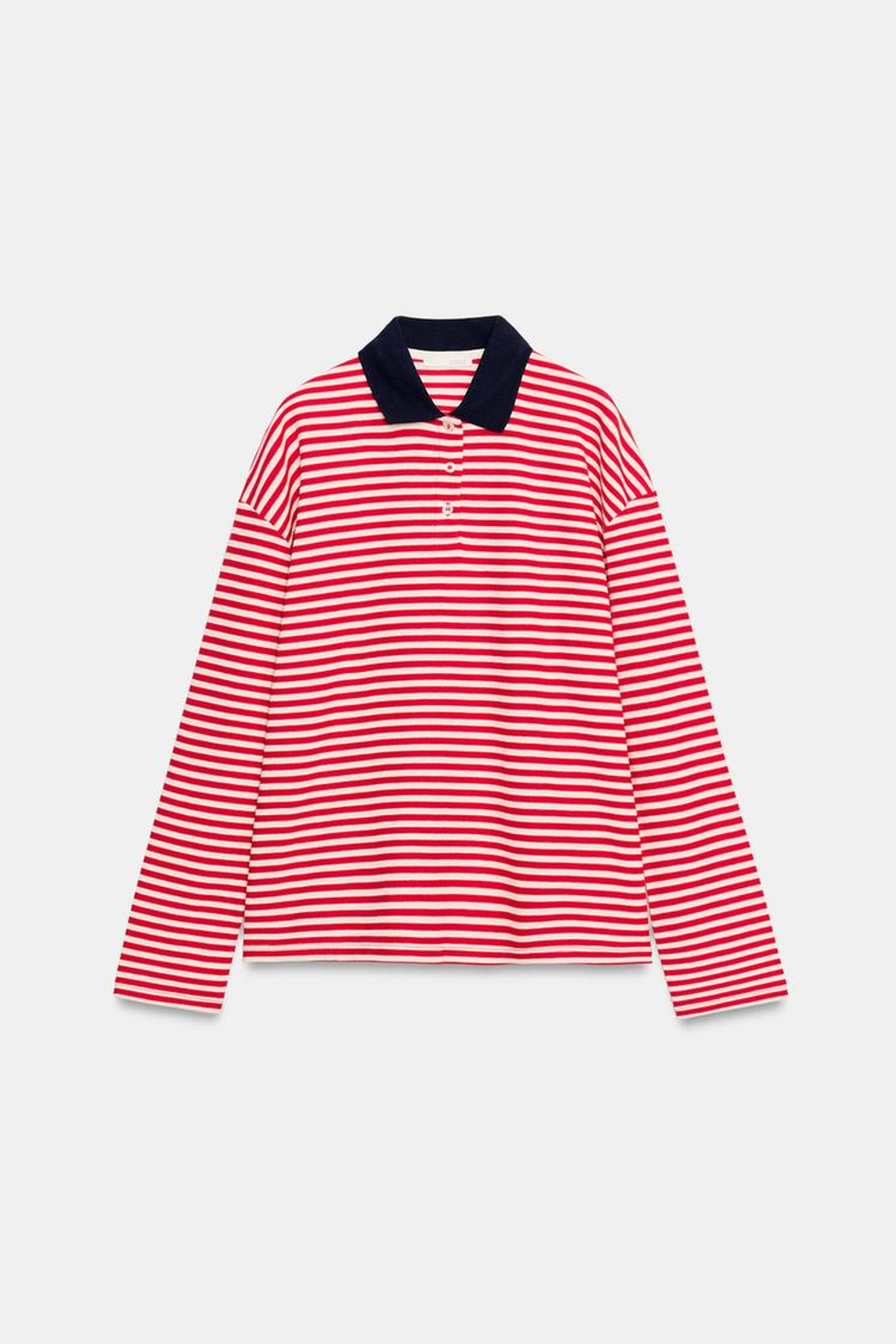 ZARA ФУТБОЛКА-ПОЛО В ПОЛОСКУ, ЭКРЮ/КРАСНЫЙ
