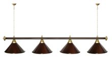 Лампа STARTBILLIARDS 4 пл. (плафоны антик медь,штанга зеленая,фурнитура золото)