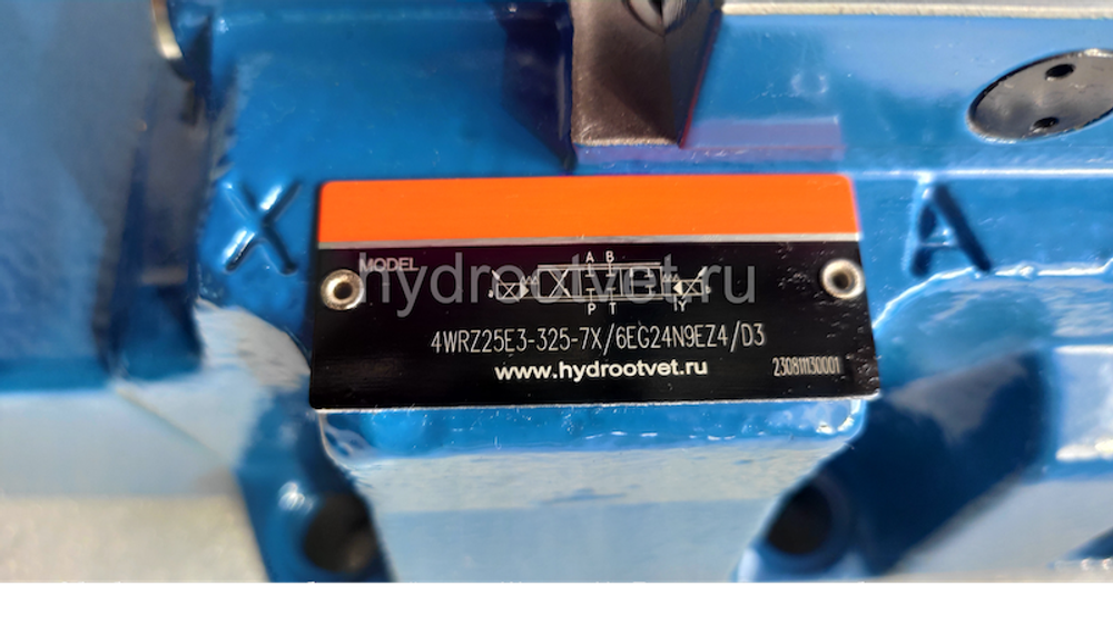 4WRZ32E360-7X/6EG24N9ETK4/D3V - Пропорциональный распределитель Ду32 без усилителя, номинальный расход 360 л/мин, схема E, каналы управления ET - X и Y - внутренние