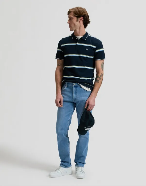 Поло мужское LEE PIQUE POLO LIME ICE NAVY STRIPE