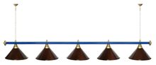 Лампа STARTBILLIARDS 5 пл. (плафоны коричневые,штанга золотая,фурнитура золото)