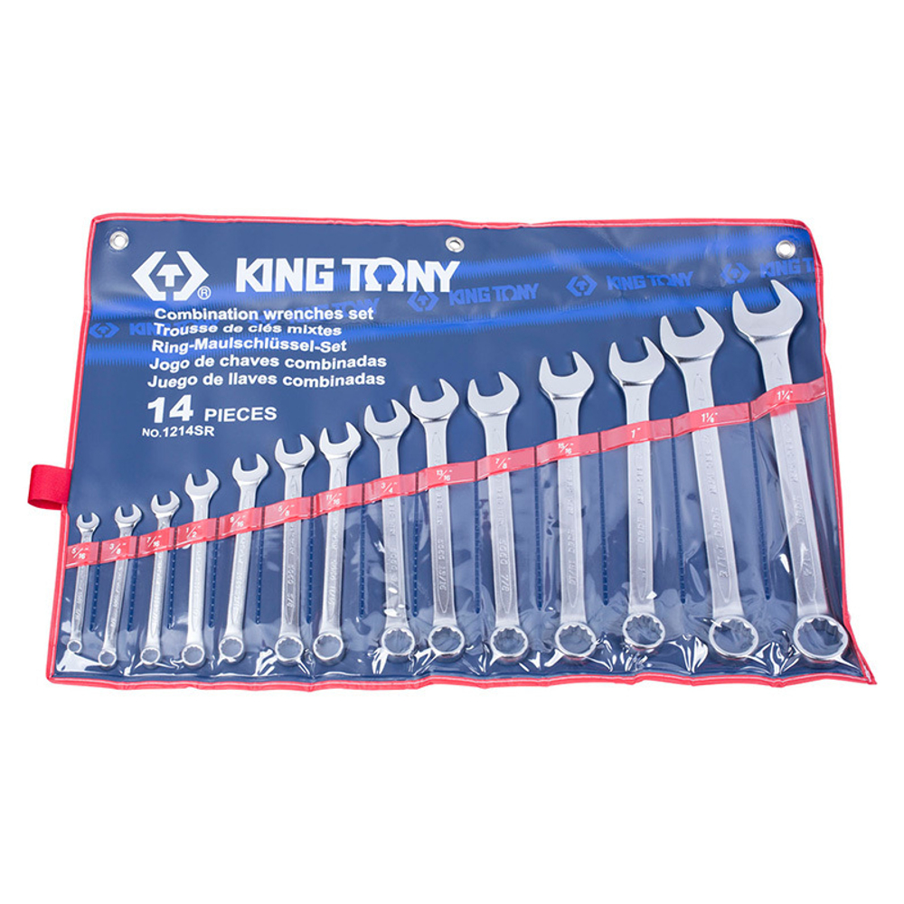 KING TONY (1214SR) Набор комбинированных ключей, 5/16" - 1-1/4", 14 предметов