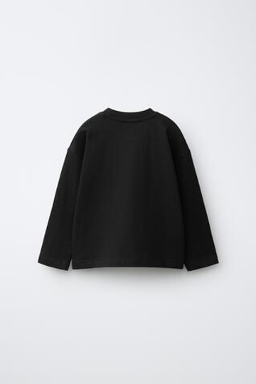 ZARA ОДНОТОННЫЙ ЛОНГСЛИВ, ЧЕРНЫЙ