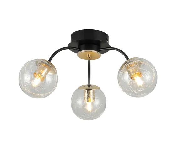 Люстра потолочная Rilon 35818/3 BLACK+GOLD, 3×40 Вт, золотая и чёрная