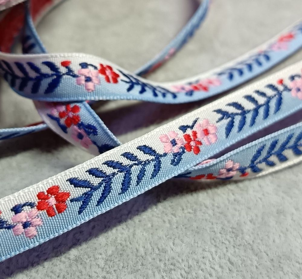Тесьма жаккард, ш. 1,2 см, голубой
