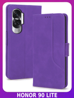 Стильный чехол-книжка из кожи для HONOR 90 LITE с отделом для наличных, 3 слотами для карт и подставкой