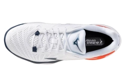 Мужские кроссовки теннисные Mizuno Neo Ace AC - white/insignia blue/orange