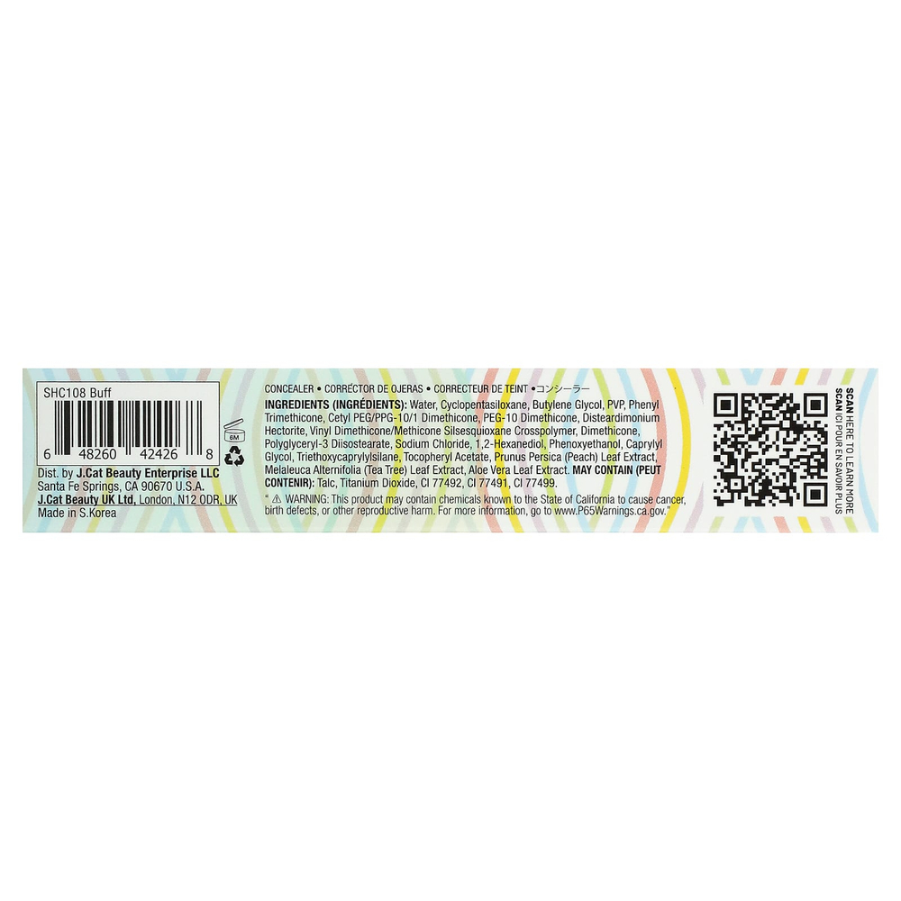 J.Cat Beauty, Staysurance, Water-Sealed Zero-Smudge Concealer, бафф SHC108, 4,8 мл (0,16 жидк. унц.)