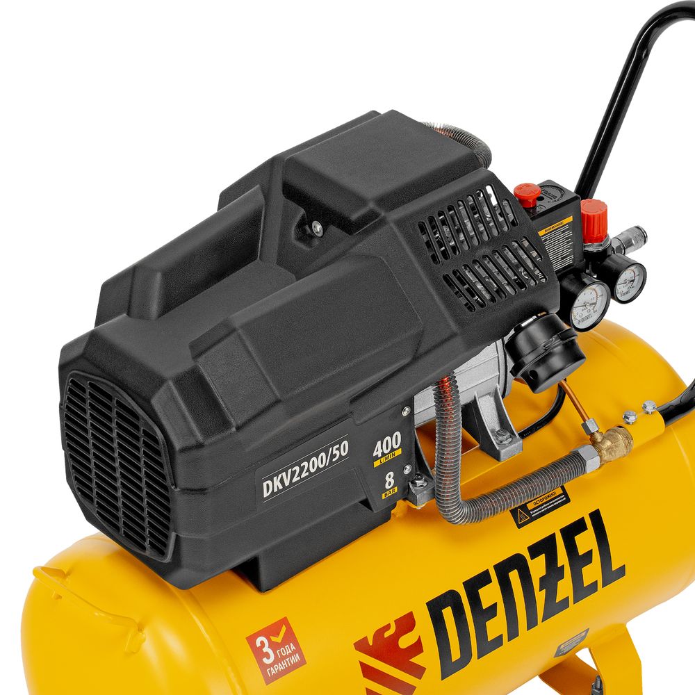 Компрессор масляный воздушный Denzel DKV2200/50, Х-PRO 2.2 кВт, 400 л/мин, 50 л