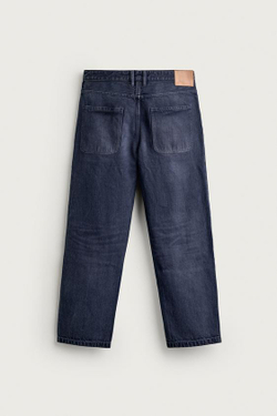 ZARA ДЖИНСЫ RELAXED FIT С ЭФФЕКТОМ ПОТЕРТОСТИ, ЯРКО-СИНИЙ