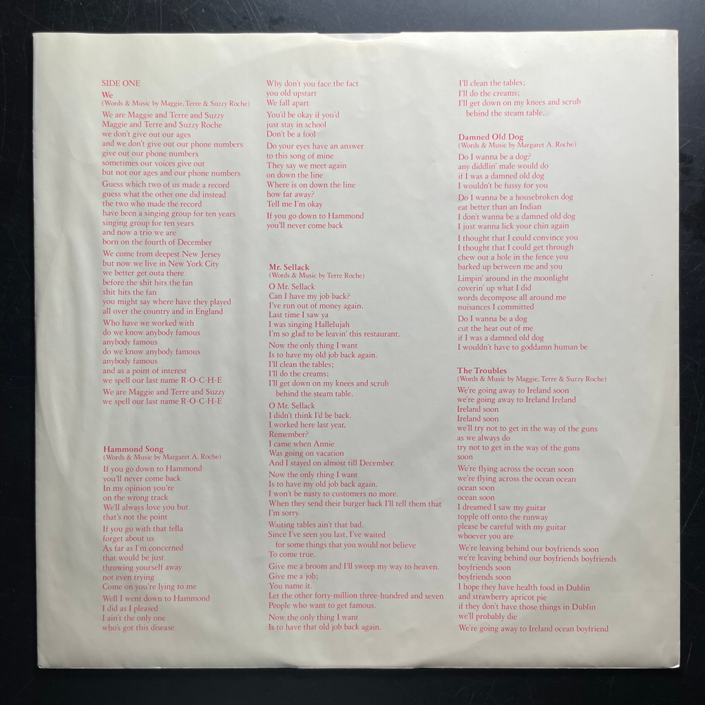 Виниловая пластинка The Roches ‎– The Roches LP