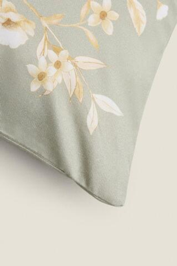 ZARA HOME ЧЕХОЛ ДЛЯ ДЕКОРАТИВНОЙ ПОДУШКИ С ЦВЕТОЧНЫМ УЗОРОМ, ЗЕЛЕНЫЙ