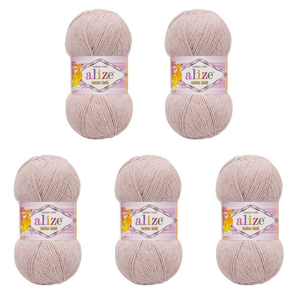 Пряжа Alize (Ализе) Cotton Gold / уп.5 мот. по 100 г, 330м, 592 пыльная роза