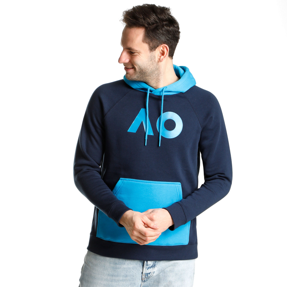 Мужская кофта теннисная Australian Open AO Colour Block Hoody Men - Dark Blue, Blue