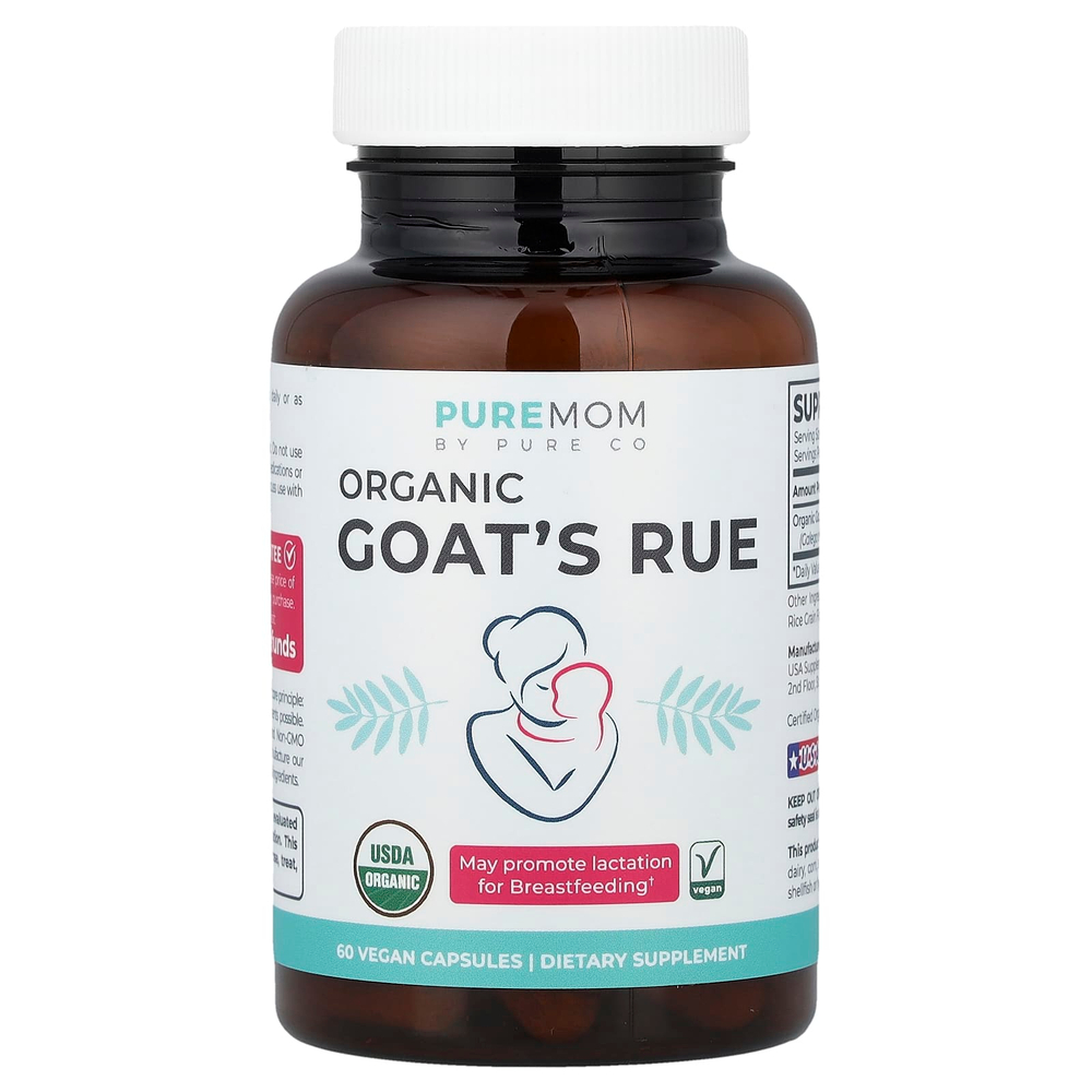 Pure Co., органическая козья рута, 60 веганских капсул (375 мг в 1 капсуле)