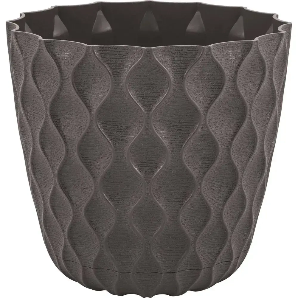 Горшок для цветов InGreen Wave с дренажной сеткой и съемным поддоном 1,4л, D145мм, горький шоколад (