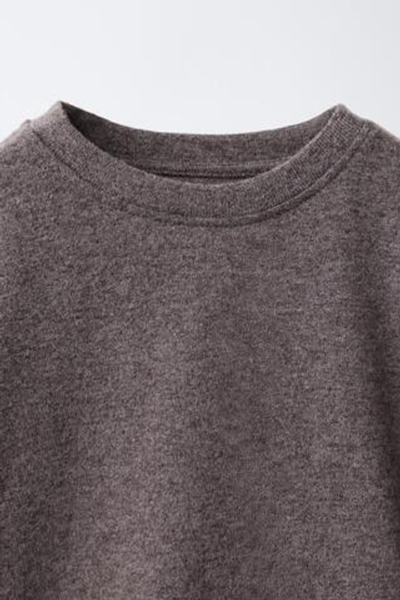 ZARA ЛОНГСЛИВ SOFT TOUCH С КРУЖЕВОМ, КОРИЧНЕВЫЙ