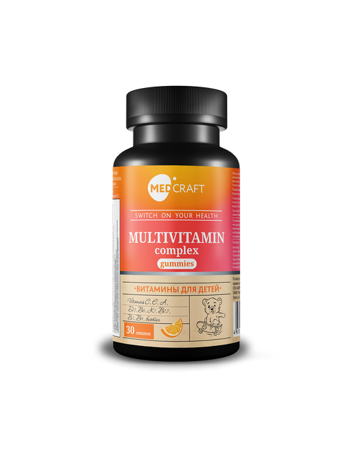 MedCraft Мультивитамины для детей | Жевательные пастилки-мишки (БАД), 30 шт