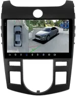 Магнитола для KIA Cerato 2 2008-2013 (климат, рамка черная) - FarCar BX9-360-7093CLB монитор 9.5" 2K QLED на Android 13, Быстрая, CarPlay, 4G SIM-слот, 4 камеры в комплекте