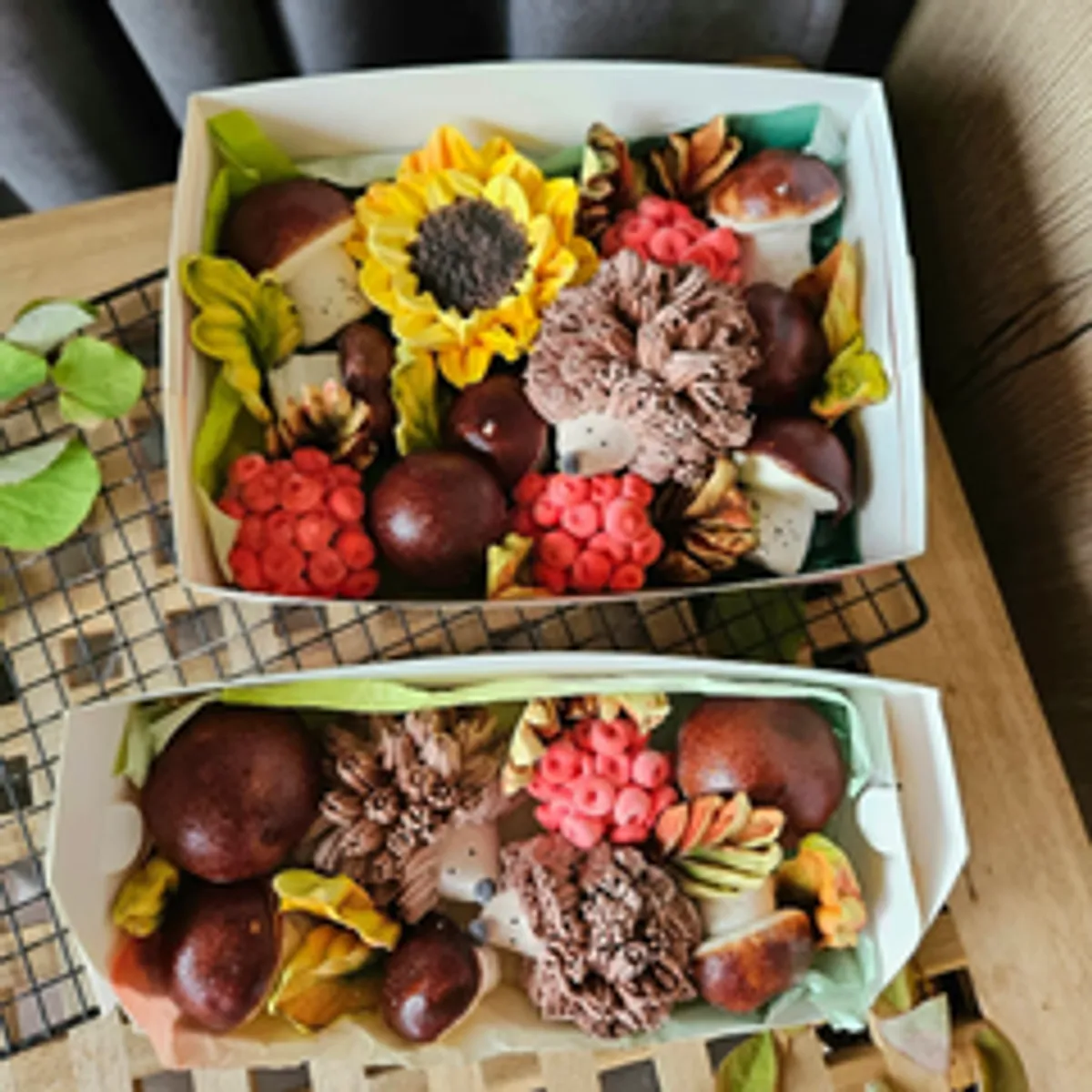Зефир в коробке «Ежики с грибами» / 24*10 см