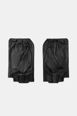 ZARA КОРОТКИЕ КОЖАНЫЕ МИТЕНКИ С ДЕКОРОМ, ЧЕРНЫЙ