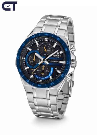 CASIO EQS-920DB-2AVUDF EDIFICE мужские наручные часы — крупный солнечный хронограф с синим циферблатом