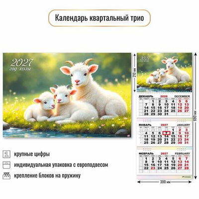 Календарь трио 2027 "Символ года" 10009 (Квадра)