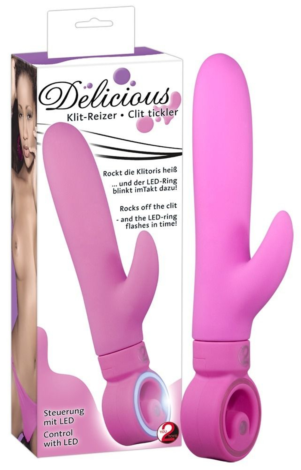Розовый вибратор Delicious Klit Tickl - 22 см. (Цвет: розовый)