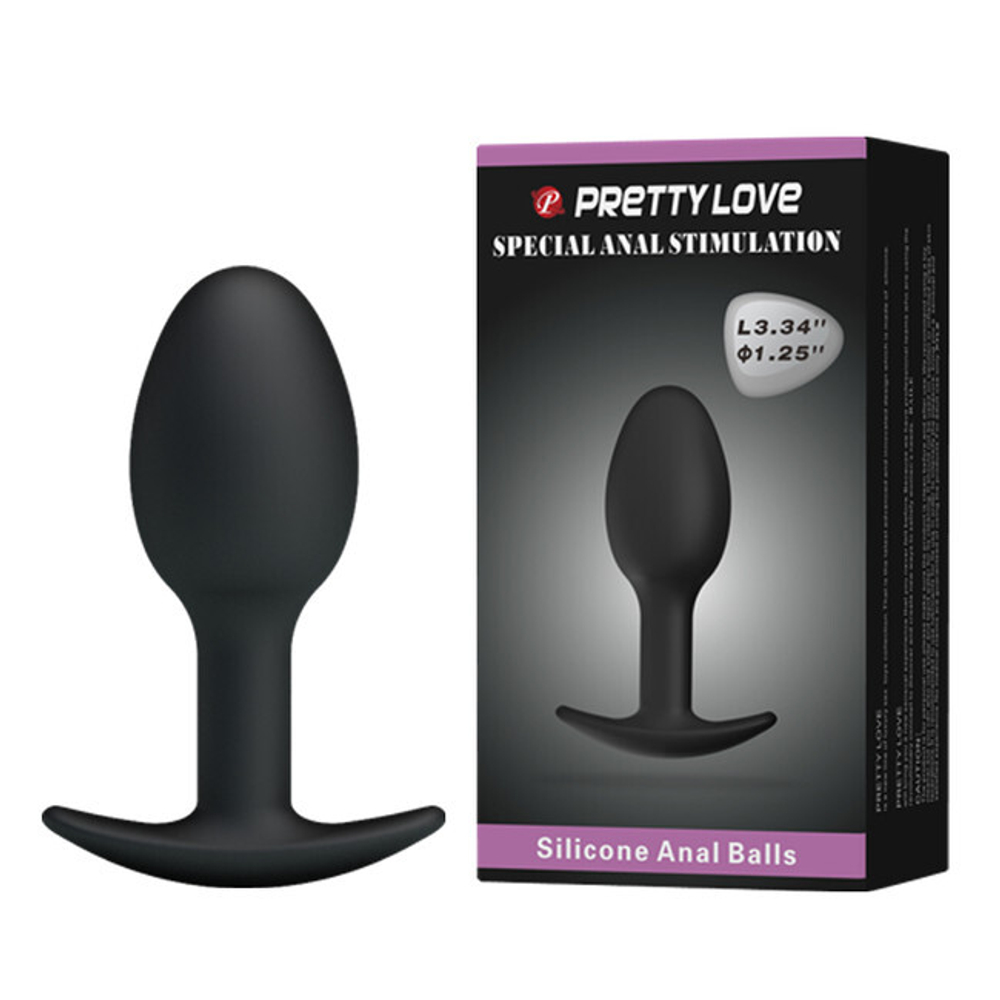 Небольшая пробочка для ношения со смещенным центром тяжести Silicone Anal Balls (Цвет: черный)