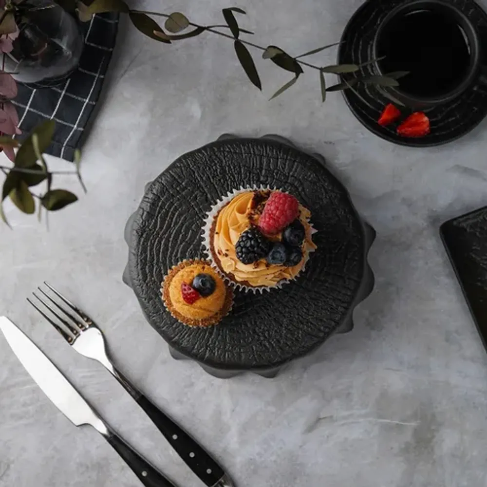 Блюдо круглое для подачи d 16 см h6,2 см для закусок Black Raw Wood P.L. Proff Cuisine [6]