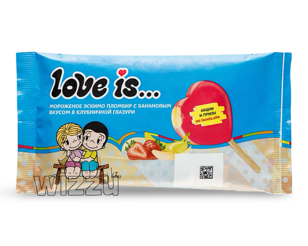 Мороженое Love Is Бананово-клубничное в клубничной глазури 100г