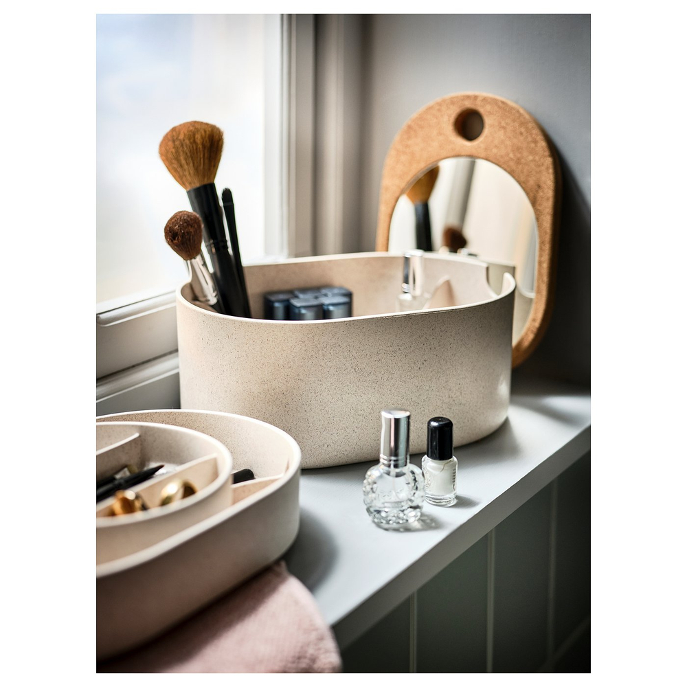 IKEA SAXBORGA  (ИКЕА САКСБОРГА)  -  Коробка с зеркальной крышкой - пластик пробка 24х17 см