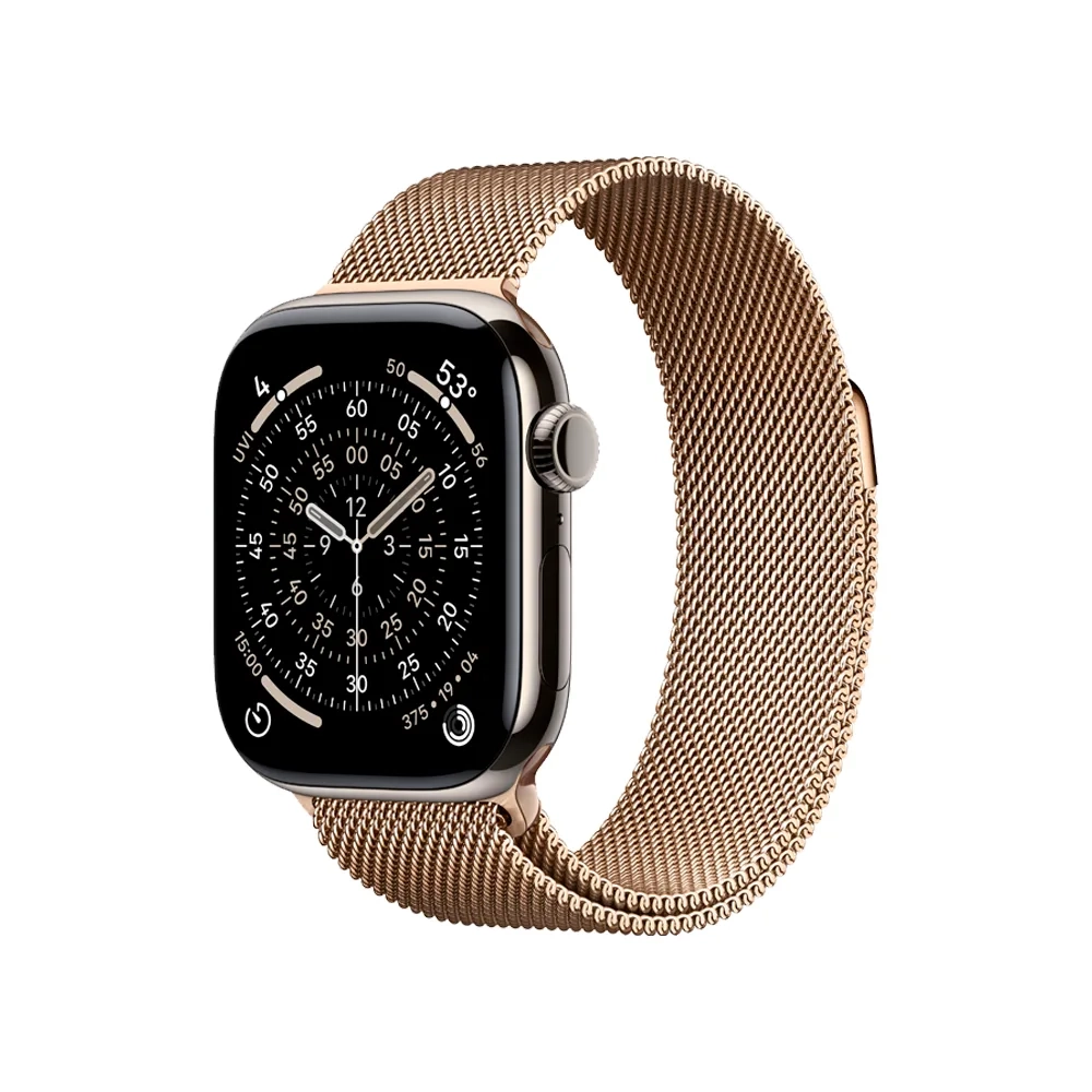 Умные часы Apple Watch Series 11 GPS + Cellular, 42mm, Natural Titanium Case with Gold Milanese Loop