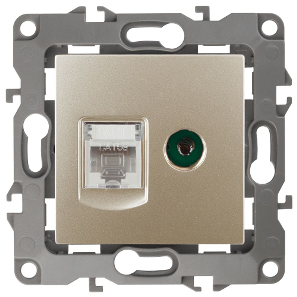 Розетка ЭРА Серия 12 12-3110-04 комбинированная RJ45+TV IP20 шампань | Эра 12