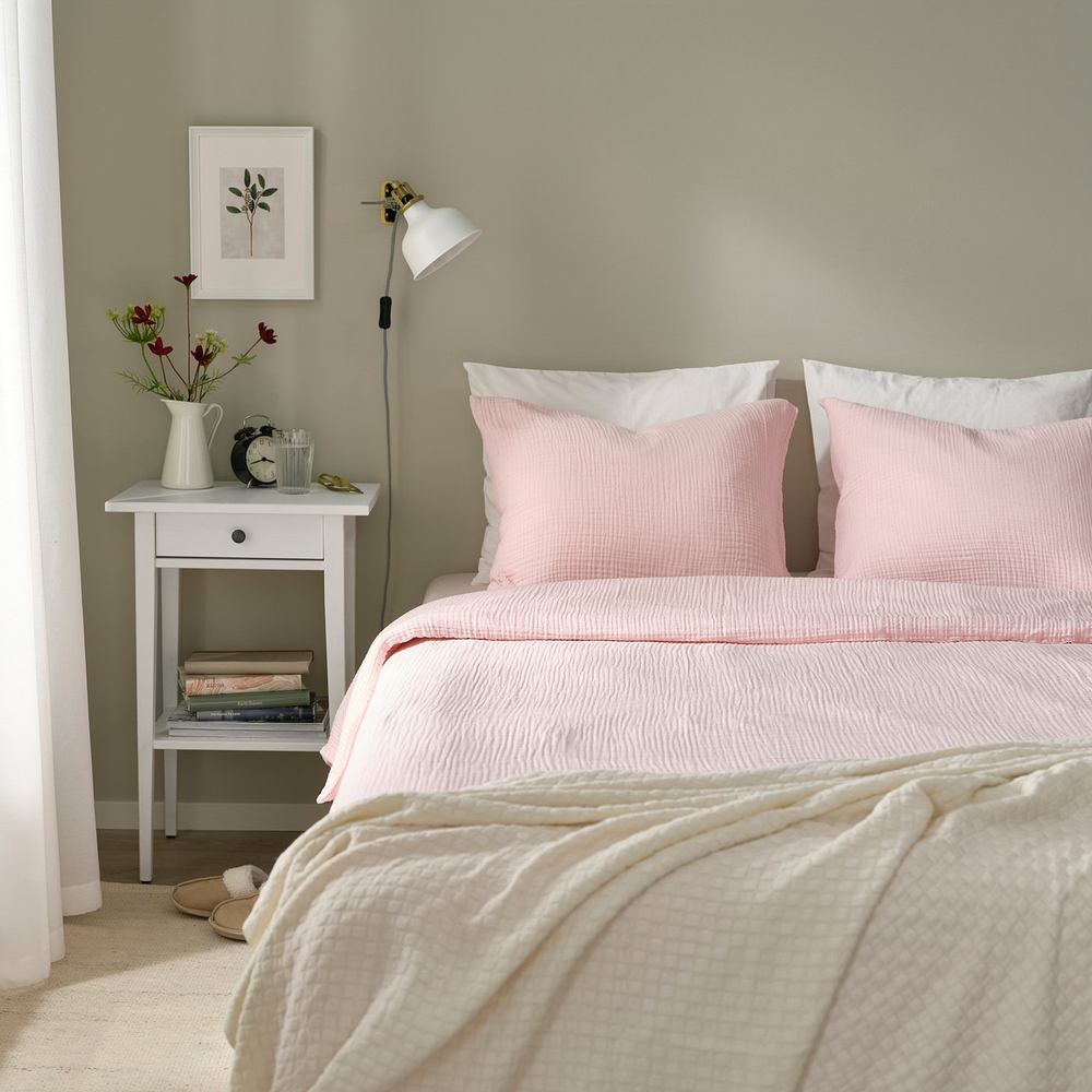 IKEA SCHERSMIN  (ИКЕА ШЕРСМИН)  -  Пододеяльник и наволочка - бледно-розовый 150x200/50x60 см